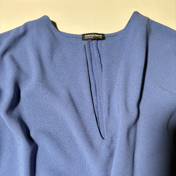 American Apparel Cobalt Blue V-Neck Comfortable Dress Size M/L - Picture 3 of 12